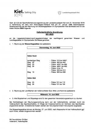 Räumungungsverfügung 2022 Schilksee